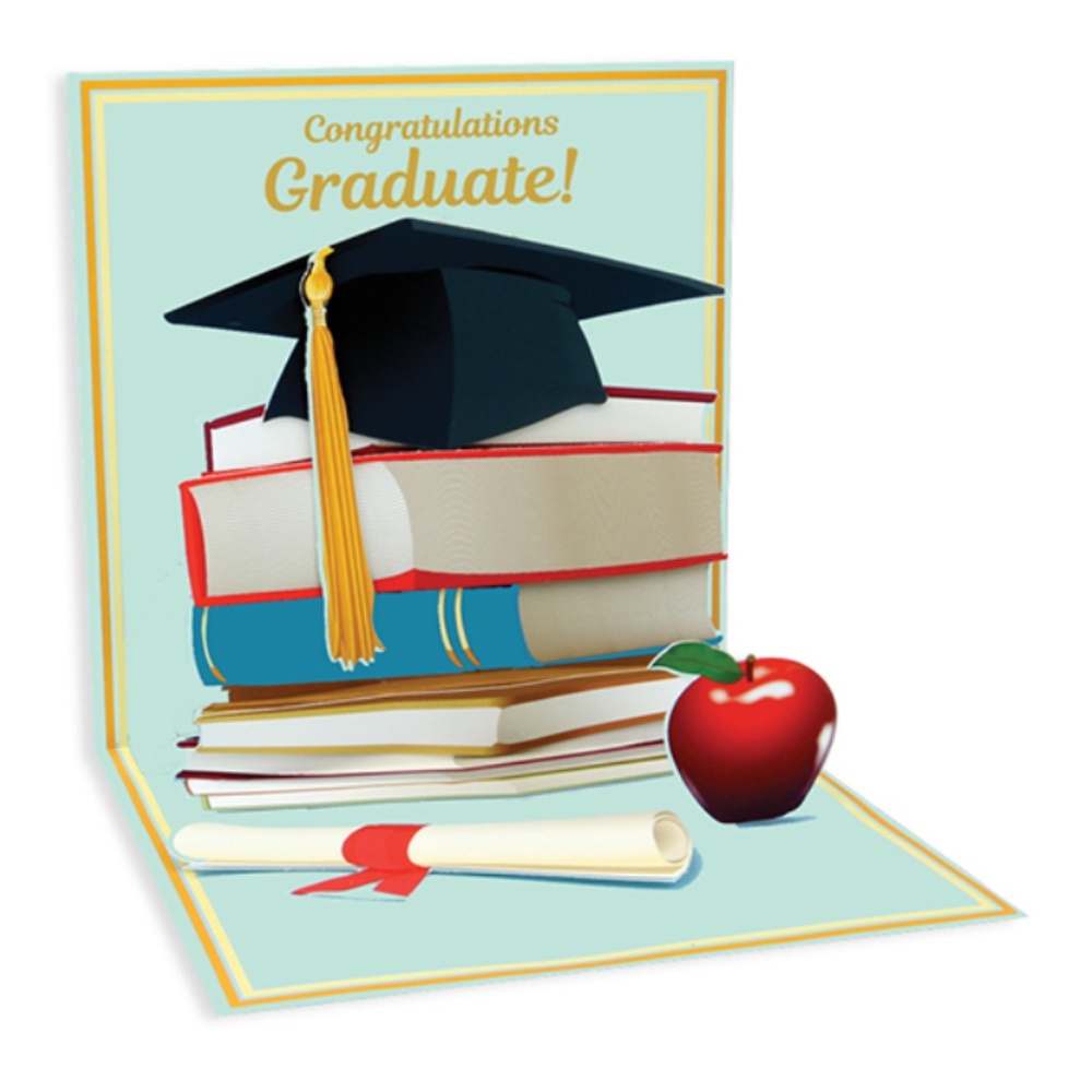 Treasures GRADUATION Pop-Up Greeting Card STACK OF BOOKS